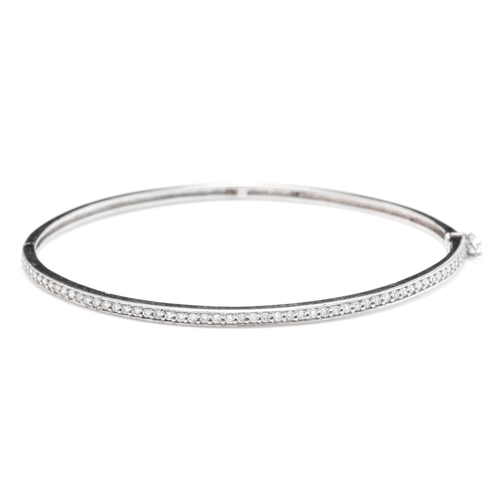 075 Ct Natural Diamond 14k Gold Bangle Bracelet